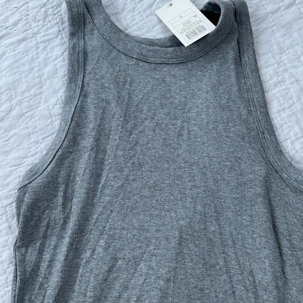 NWT A New Day Gray Ribbed Sleeveless Tank Tops, 2 Pack Size Large - Picture 2 of 3